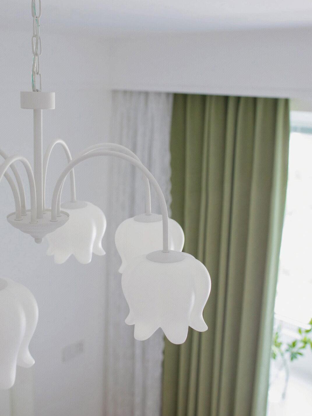 Veleissa candelabru alb, elegant, în formă de clopot, cu abajur, curbat, cu braț, floral