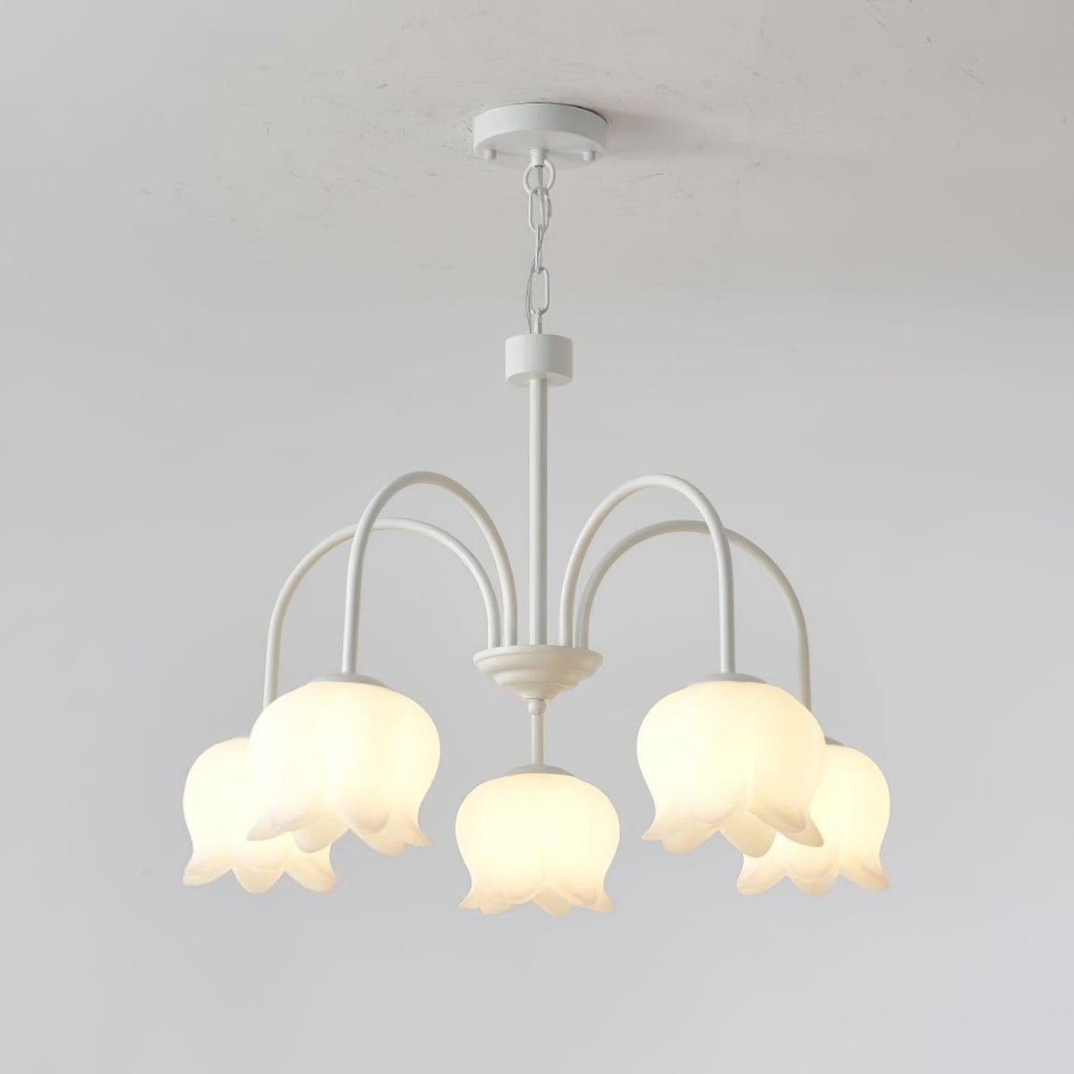 Veleissa candelabru alb, elegant, în formă de clopot, cu abajur, curbat, cu braț, floral