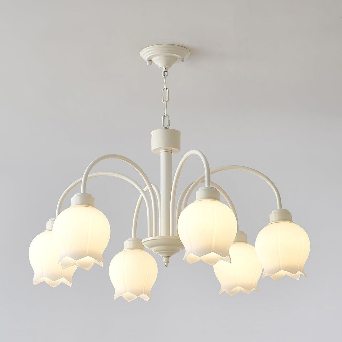 Veleissa candelabru alb, elegant, în formă de clopot, cu abajur, curbat, cu braț, floral
