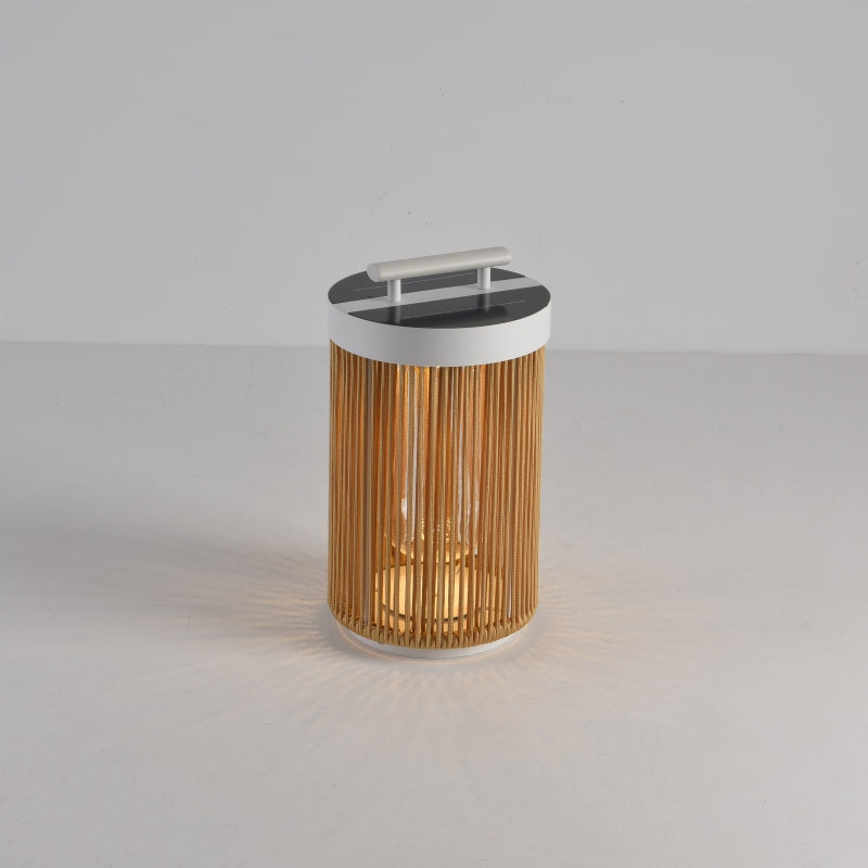 Ray Retro metal/ratan lampadar, Conexiune electrică fixă/Solar/LED, exterior
