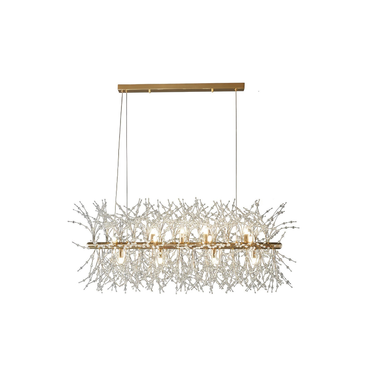 Cir candelabru din alamă și cristal, liniar, cu ramuri