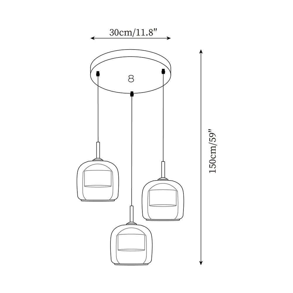 June lampă suspendată minimalistă din sticlă fumurie gri