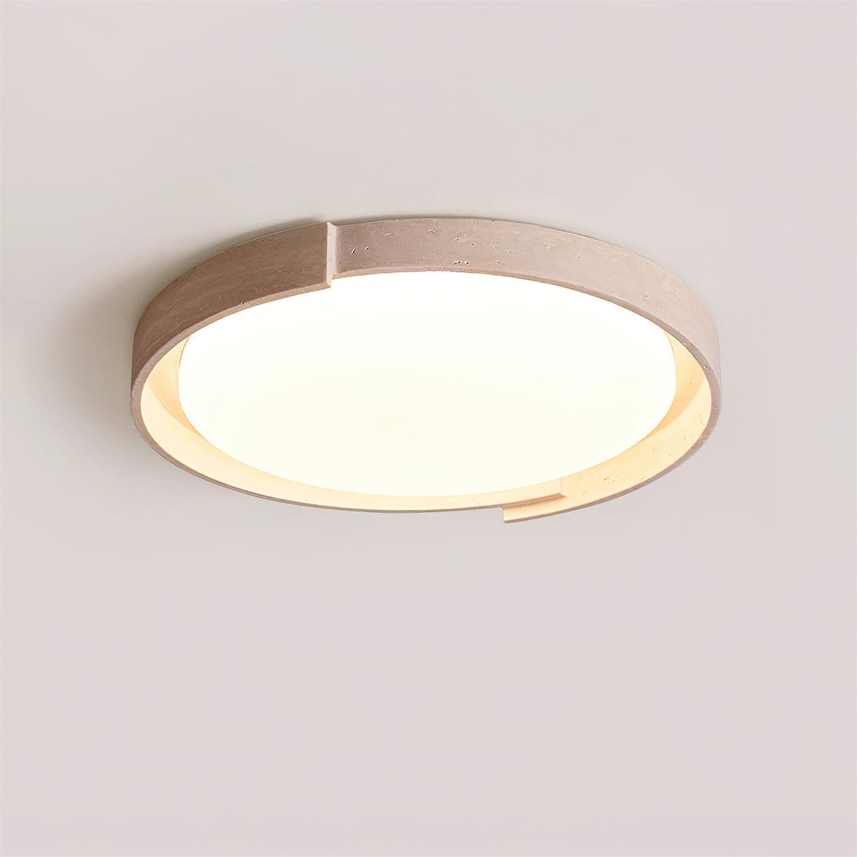 Solen plafonieră din travertin, minimalistă, rotundă