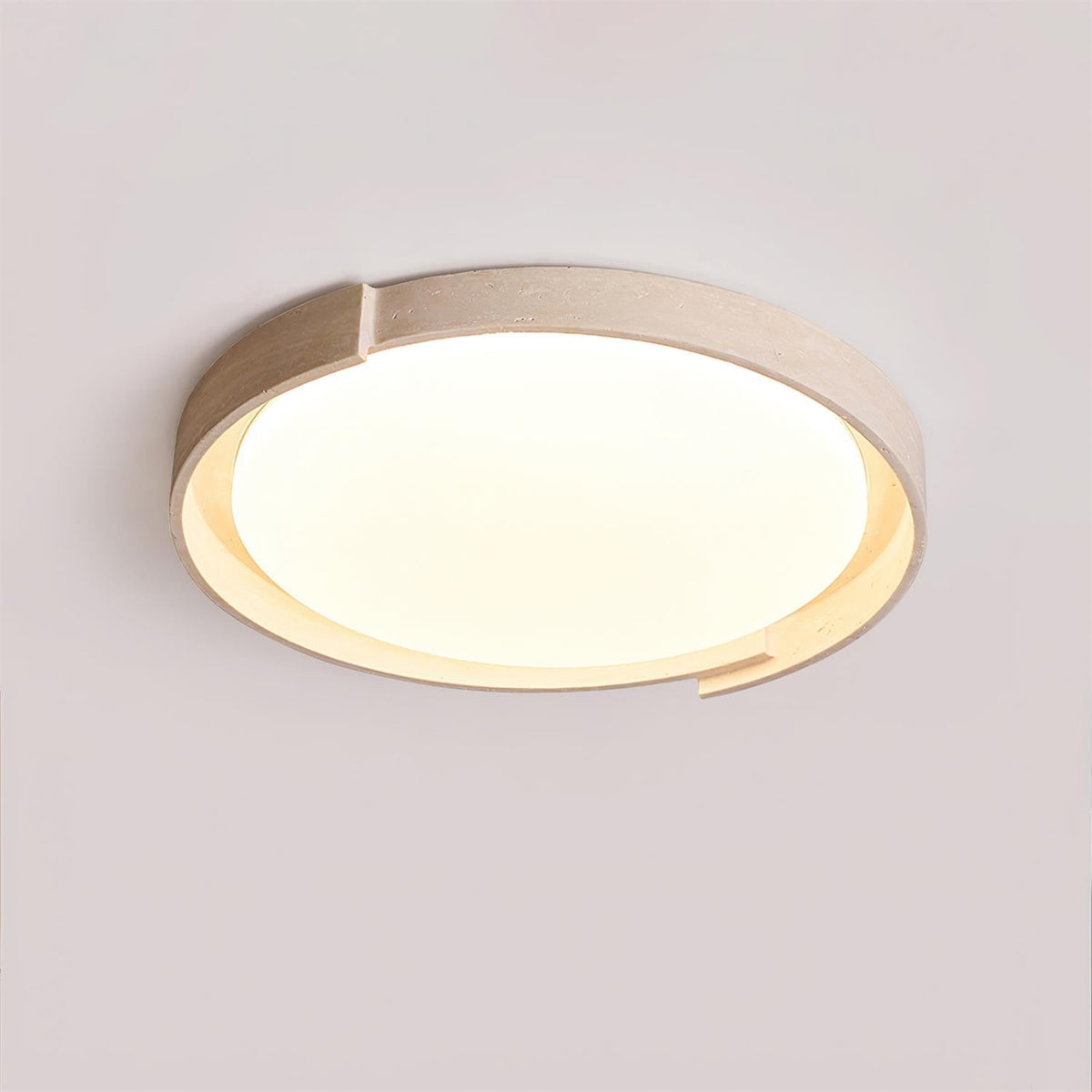Solen plafonieră din travertin, minimalistă, rotundă