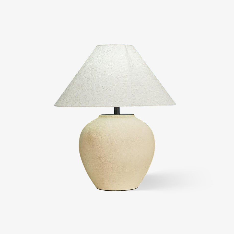 Lumian lampă de masă din material textil și ceramică, rustică