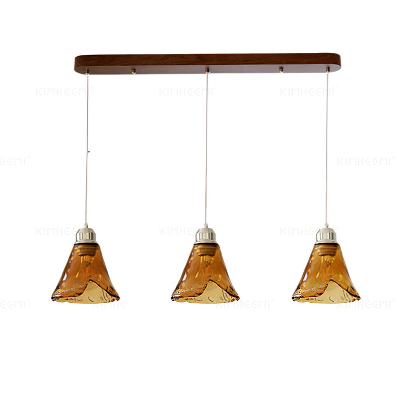 Lampă suspendată din sticlă amber