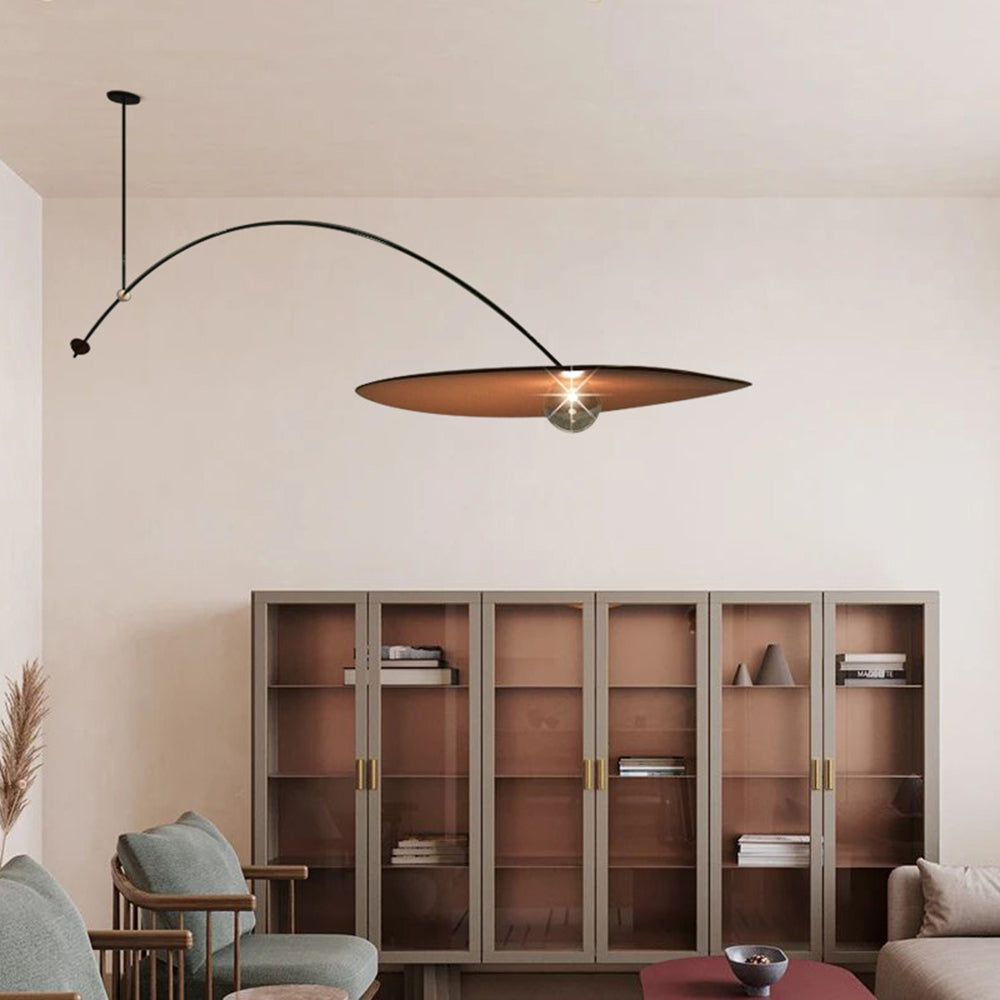 Arisha lampă suspendată minimalistă cu formă de frunză de lotus din metal, negru/auriu