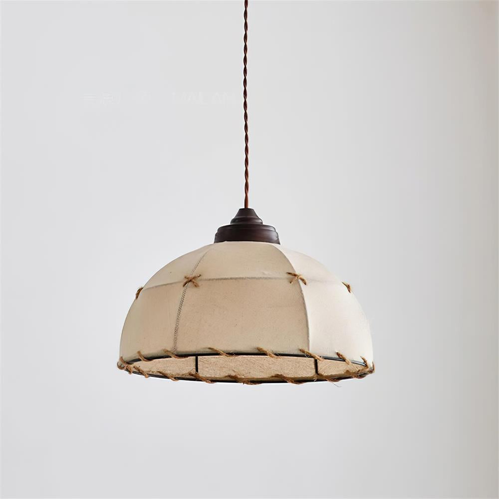Lampă suspendată cu abajur din țesătură, formă de cupolă, stil vintage minimalist, lumină difuză
