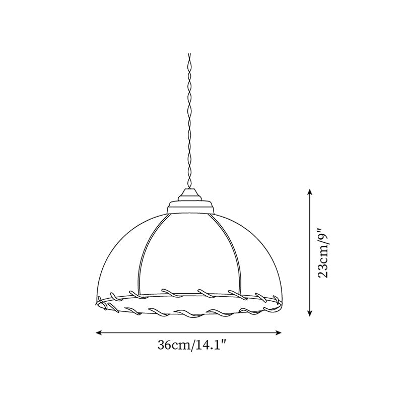 Lampă suspendată cu abajur din țesătură, formă de cupolă, stil vintage minimalist, lumină difuză