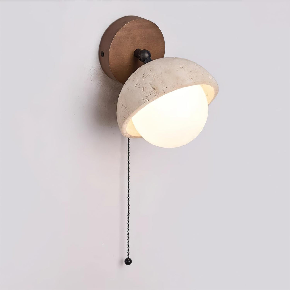 Eala aplică de perete din travertin și lemn, minimalistă, modernă