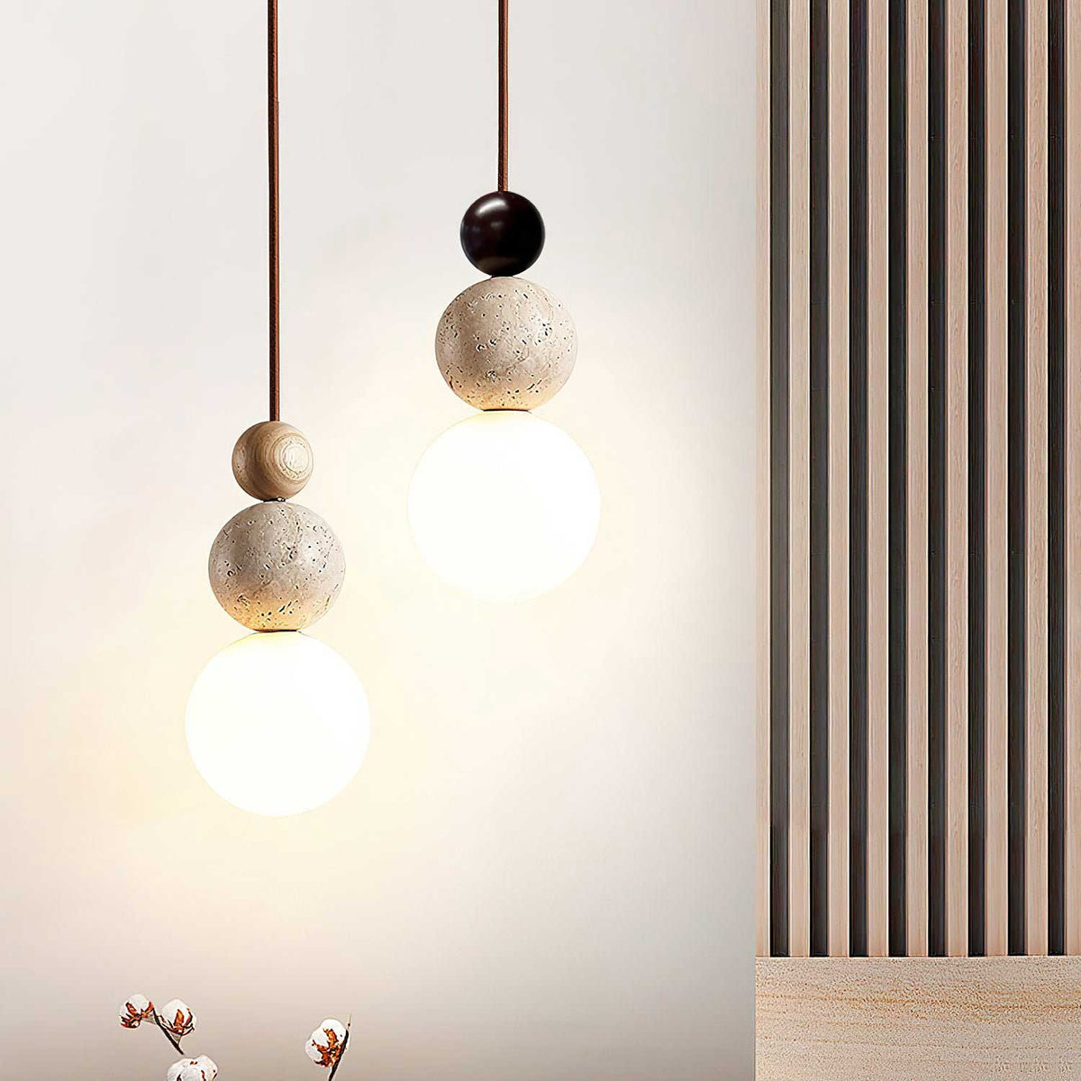 Bit Sphere-Cluster lampă suspendată din travertin