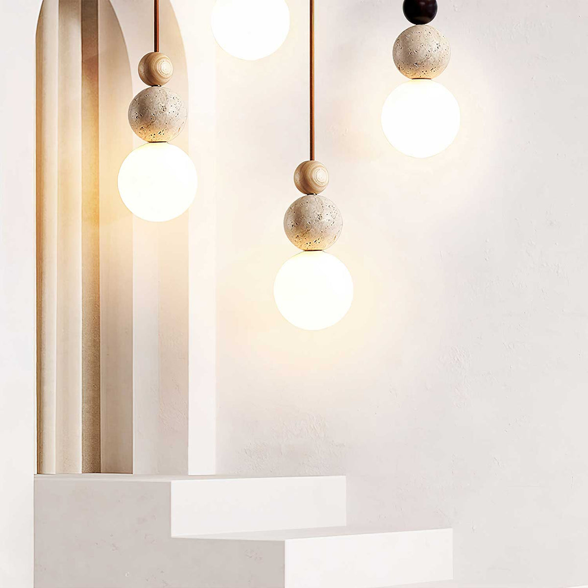 Bit Sphere-Cluster lampă suspendată din travertin