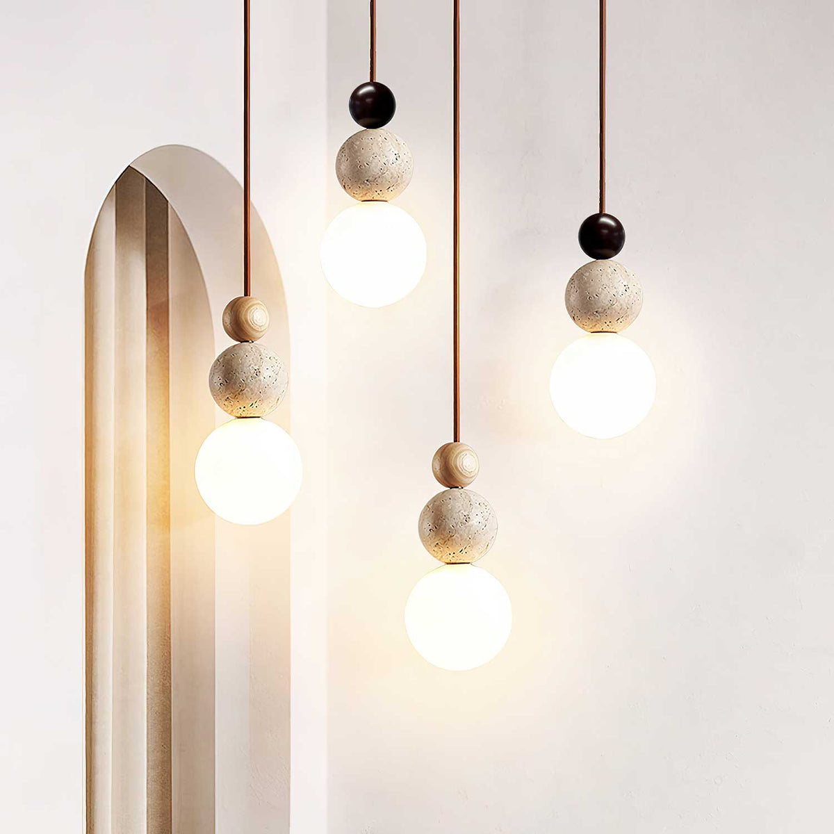 Bit Sphere-Cluster lampă suspendată din travertin