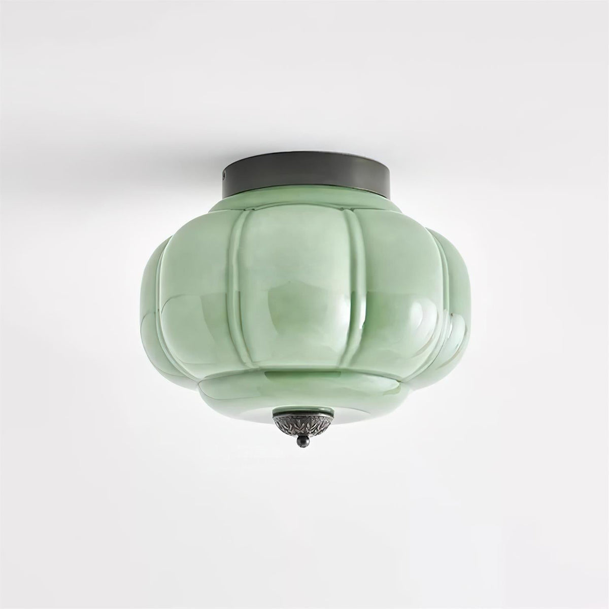 Selviro plafonieră verde din sticlă și alamă, clasică