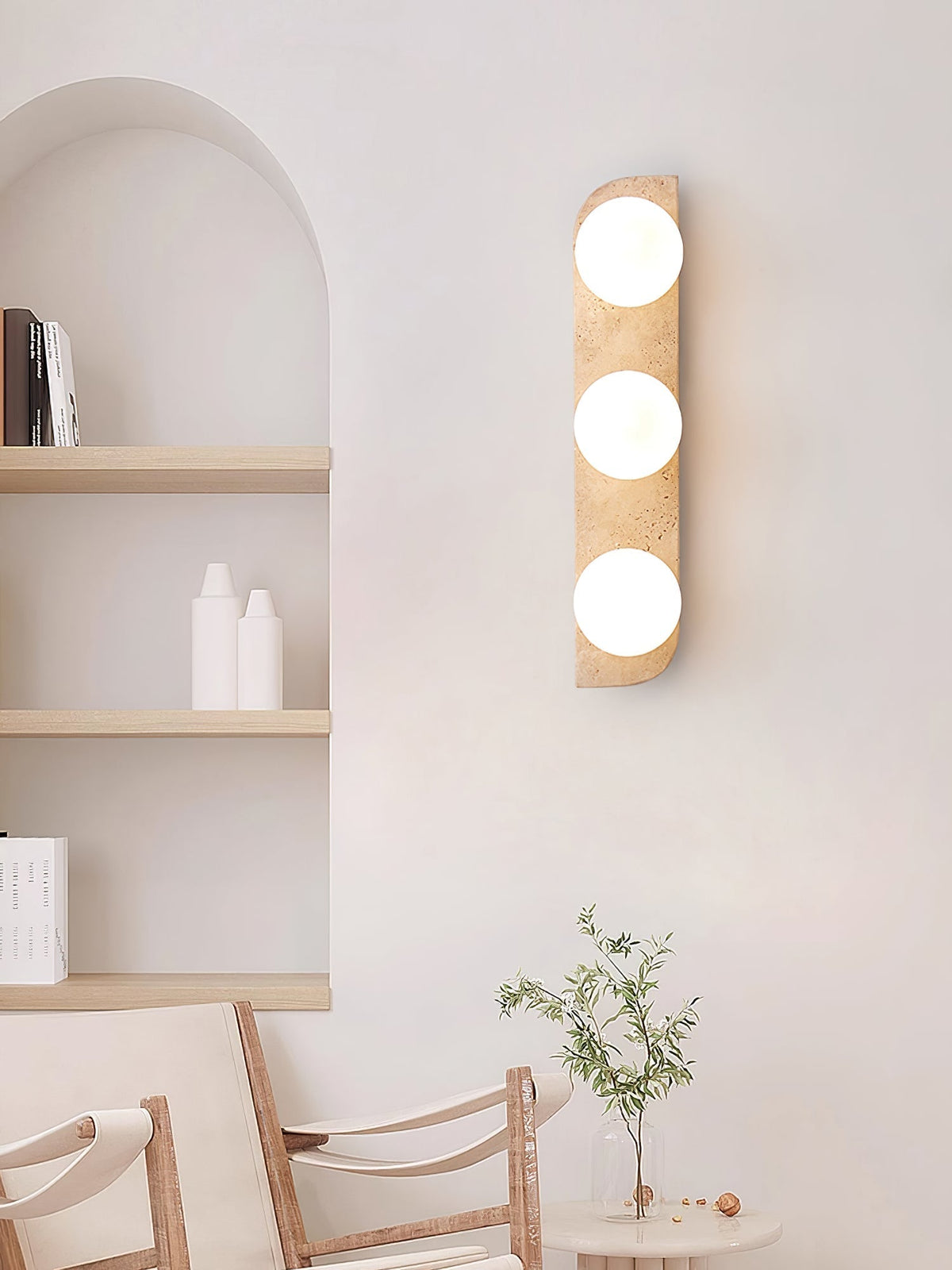 Serearia aplică de perete din travertin, minimalistă, cu ștecher