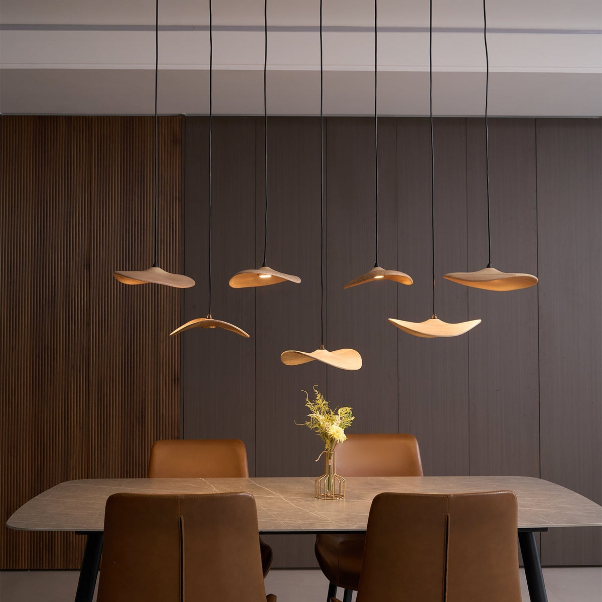 Abbott candelabru  modern minimalist cu frunze goale din lemn