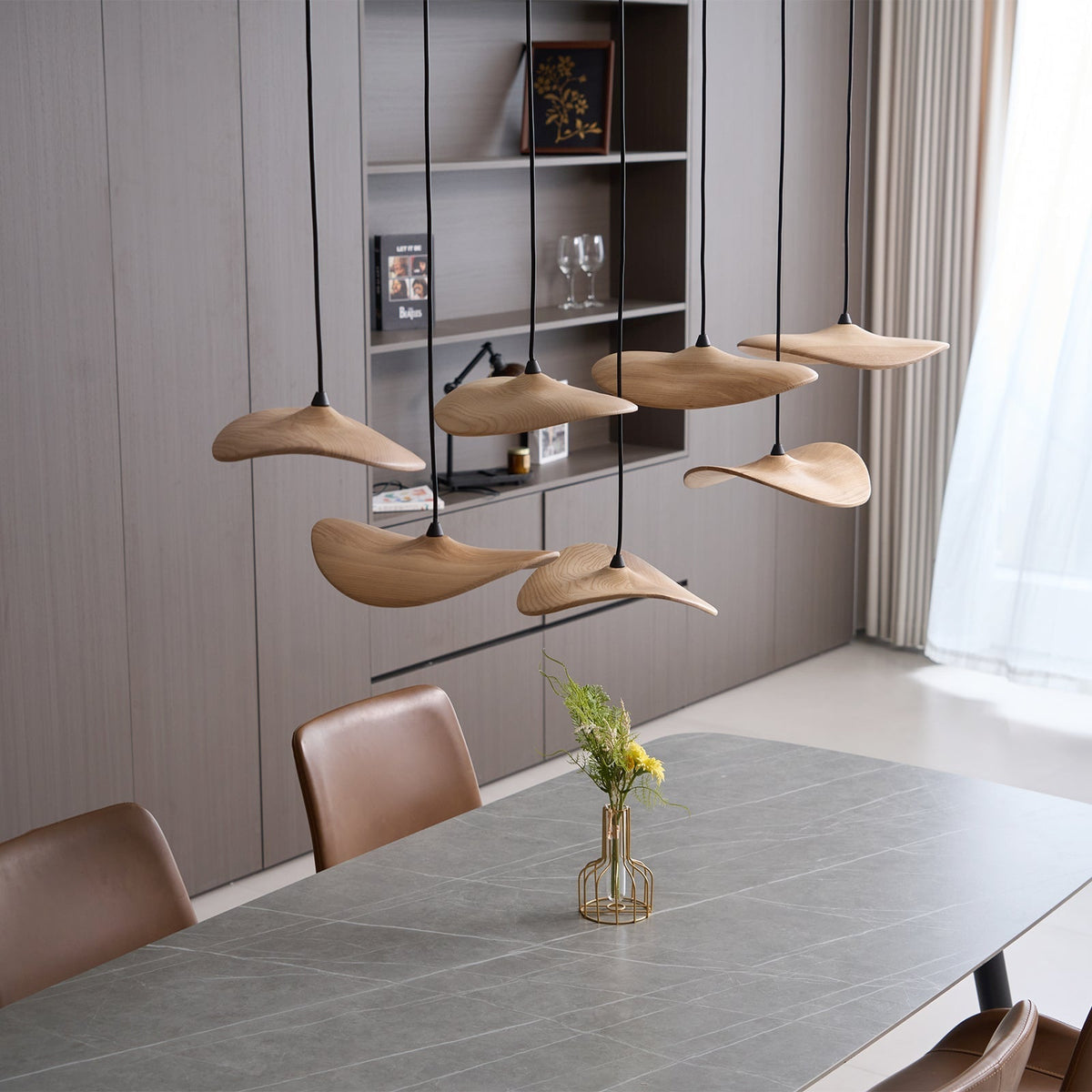 Abbott candelabru  modern minimalist cu frunze goale din lemn