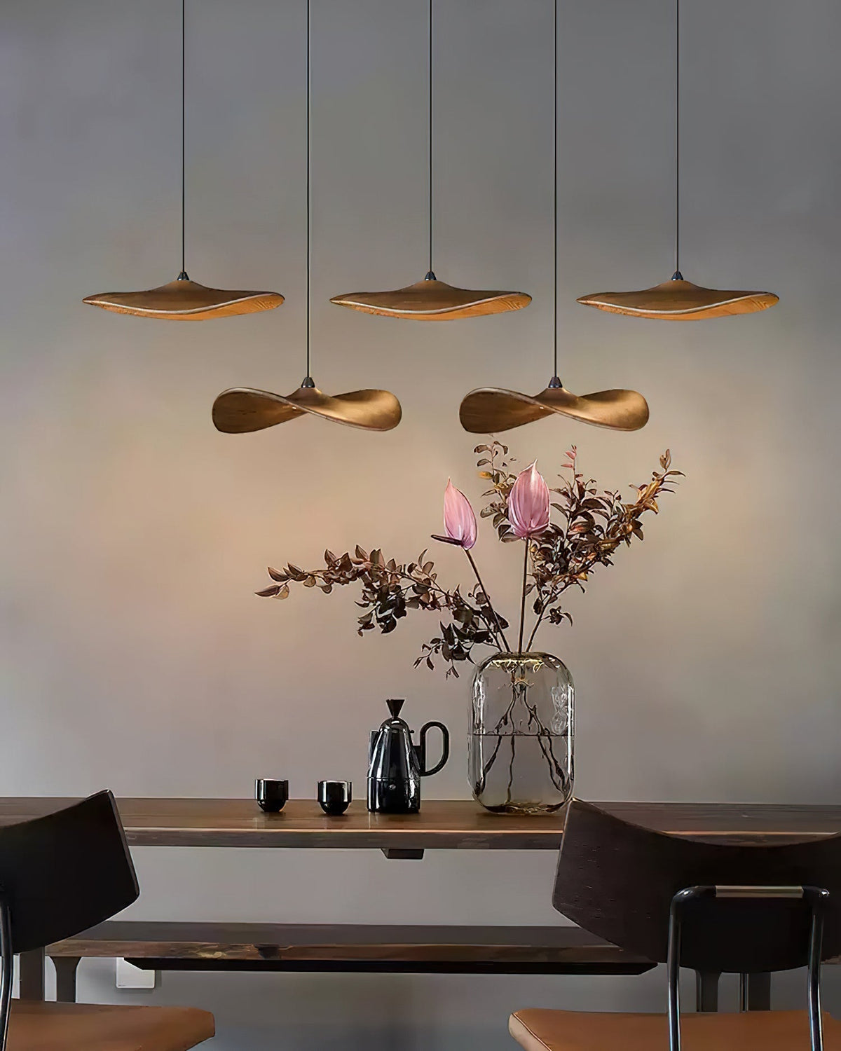 Abbott candelabru  modern minimalist cu frunze goale din lemn