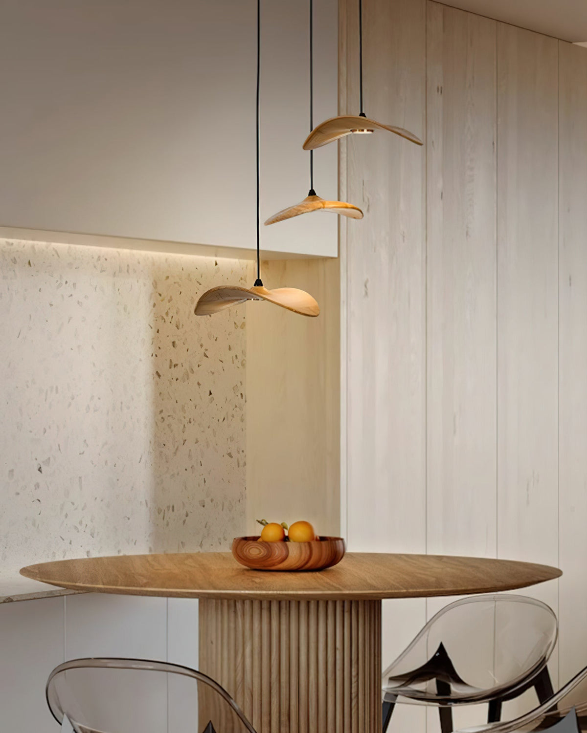 Abbott candelabru  modern minimalist cu frunze goale din lemn