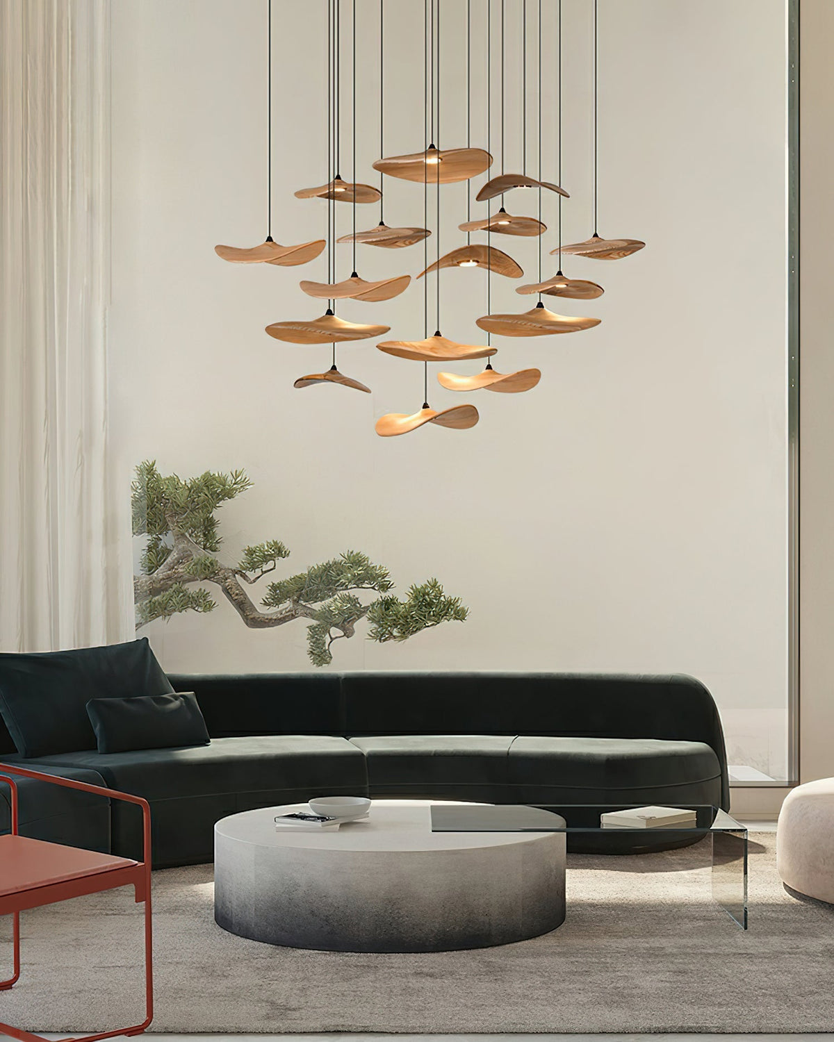 Abbott candelabru  modern minimalist cu frunze goale din lemn