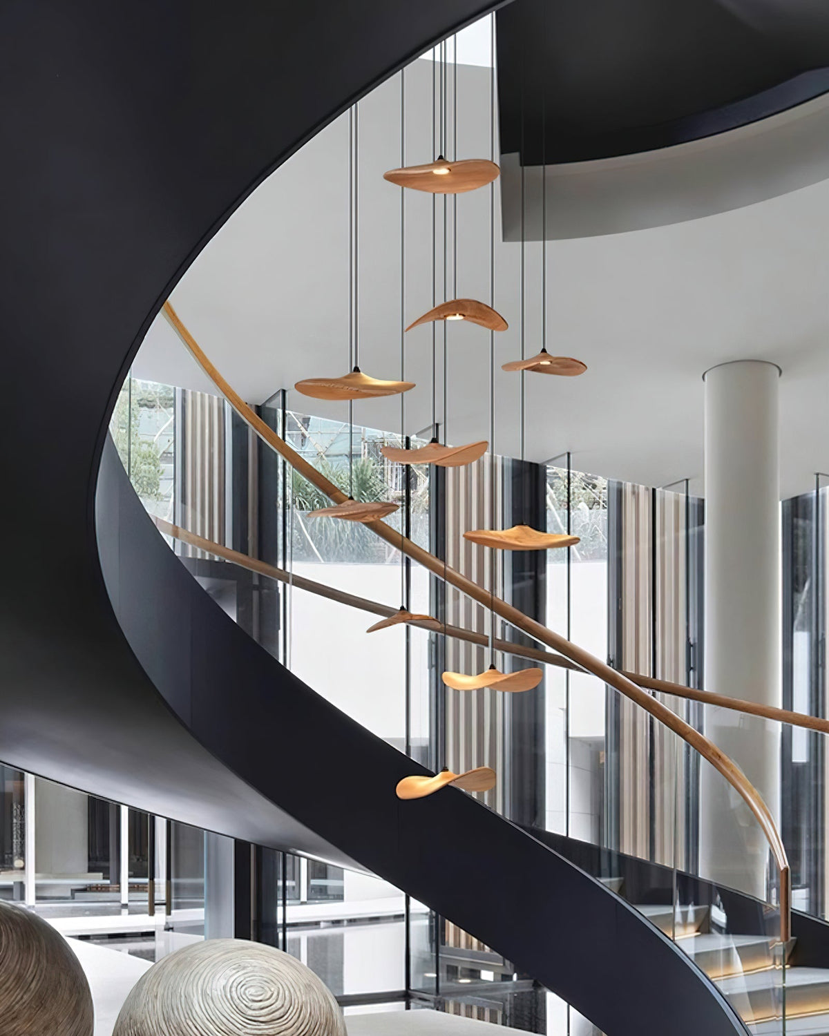Abbott candelabru  modern minimalist cu frunze goale din lemn