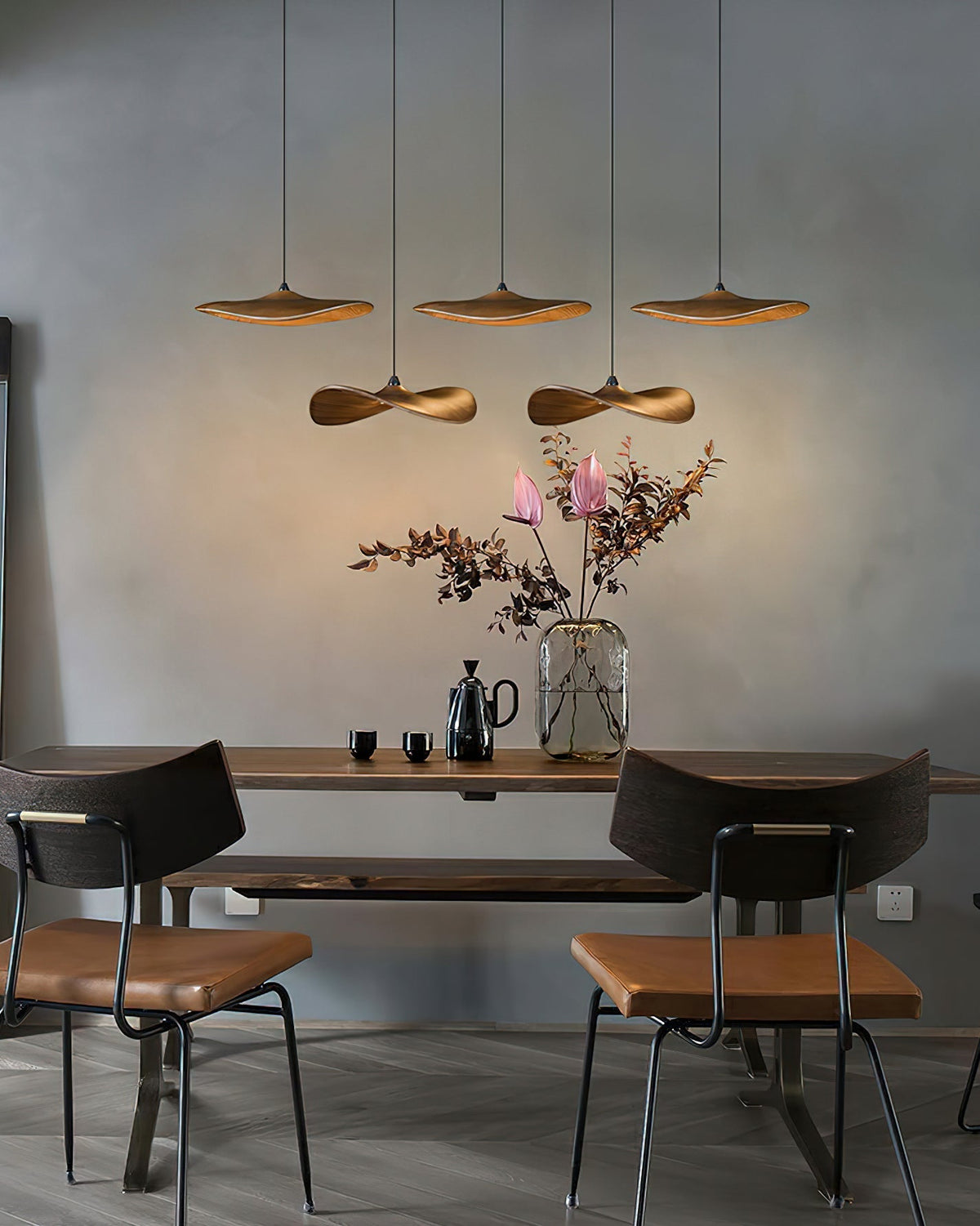 Abbott candelabru  modern minimalist cu frunze goale din lemn