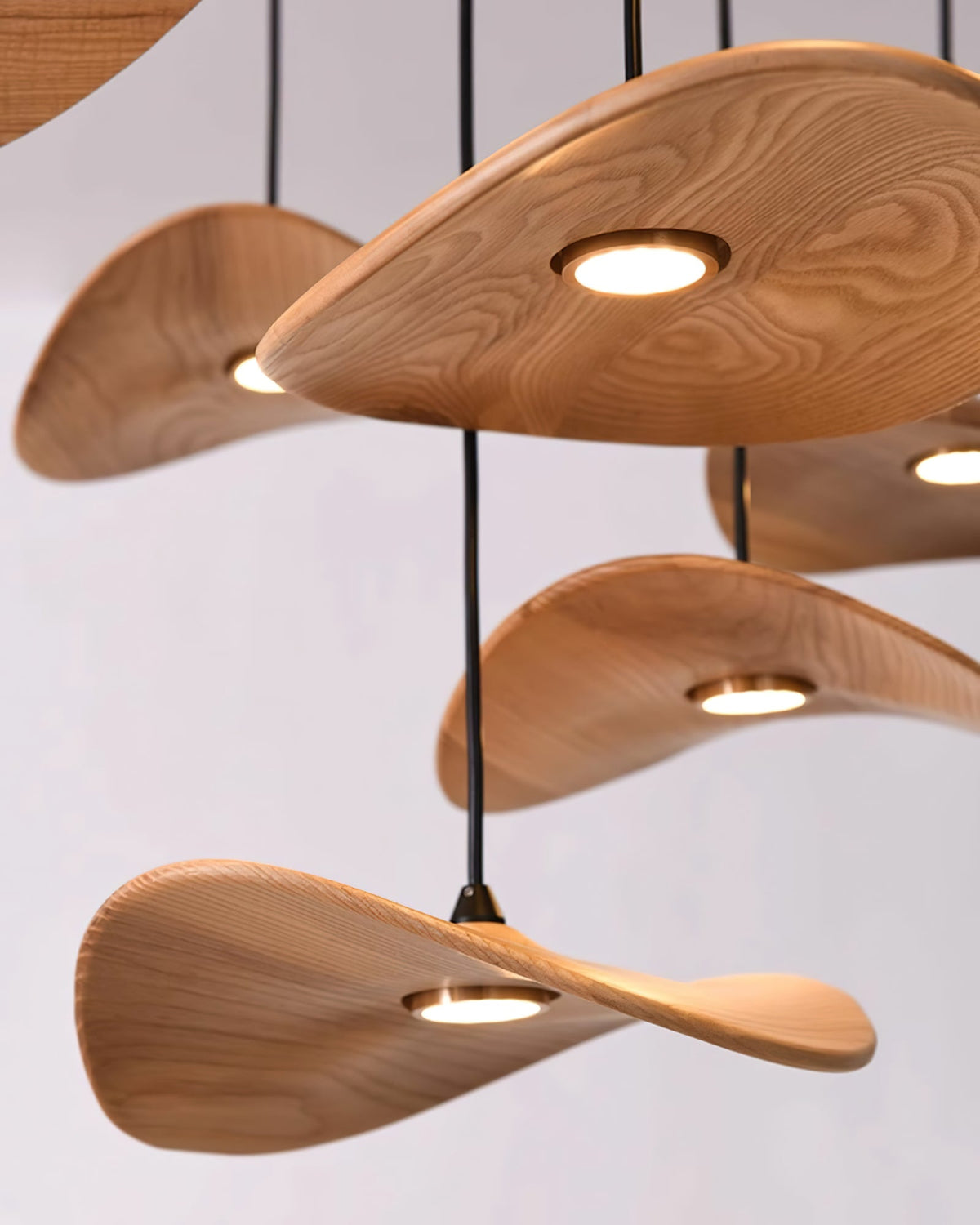 Abbott candelabru  modern minimalist cu frunze goale din lemn