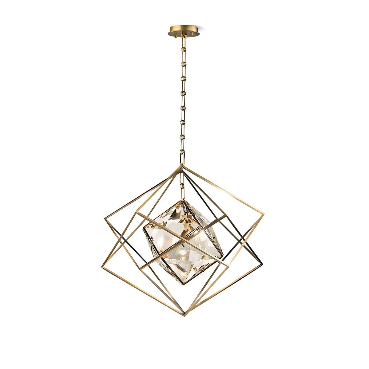 Zovin lampă suspendată Glam din alamă și cristal