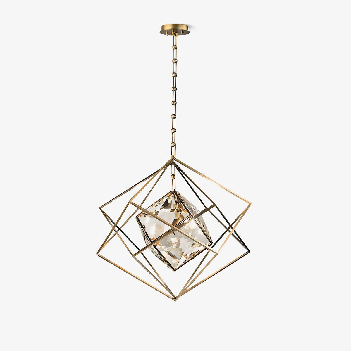 Zovin lampă suspendată Glam din alamă și cristal
