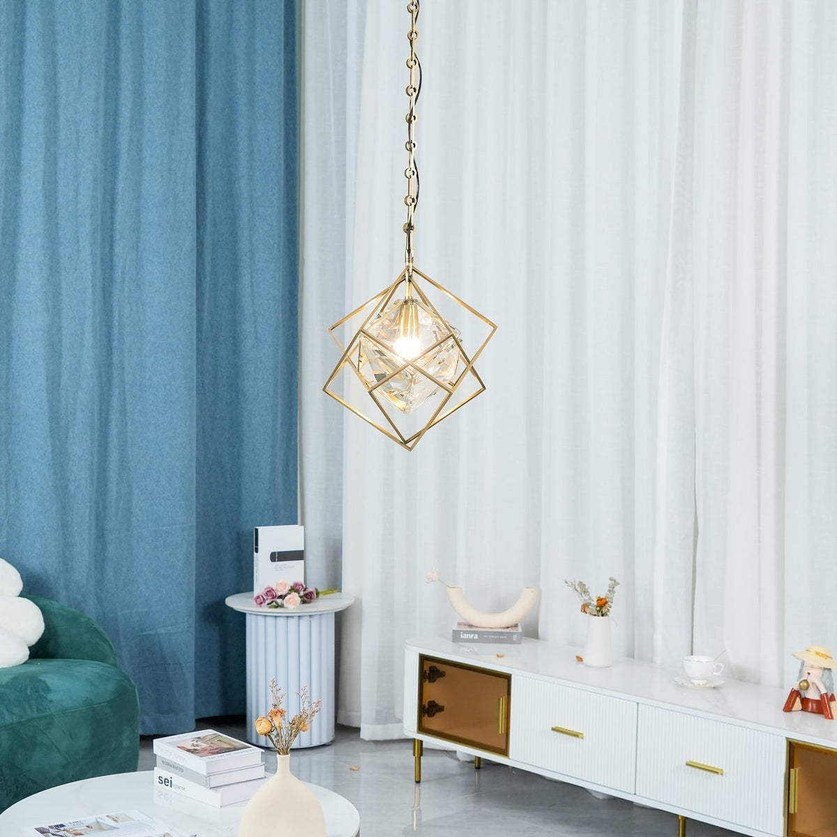 Zovin lampă suspendată Glam din alamă și cristal