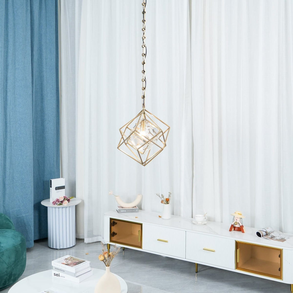 Zovin lampă suspendată Glam din alamă și cristal