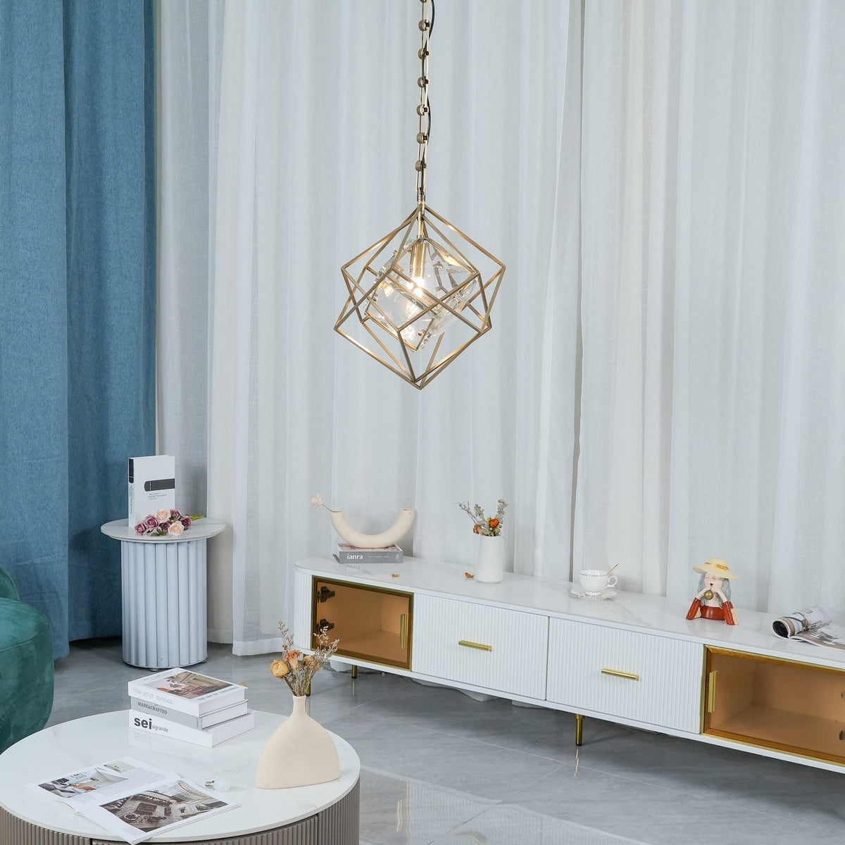 Zovin lampă suspendată Glam din alamă și cristal