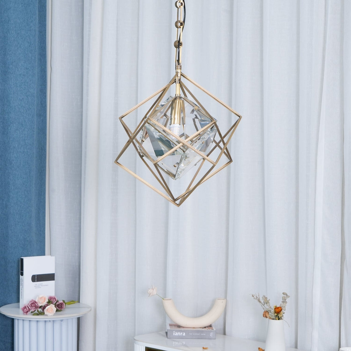 Zovin lampă suspendată Glam din alamă și cristal