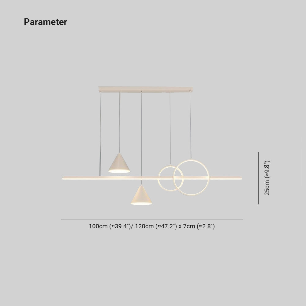 Arisha lampă suspendată contemporană cu stil geometric liniar din metal, alb/negru