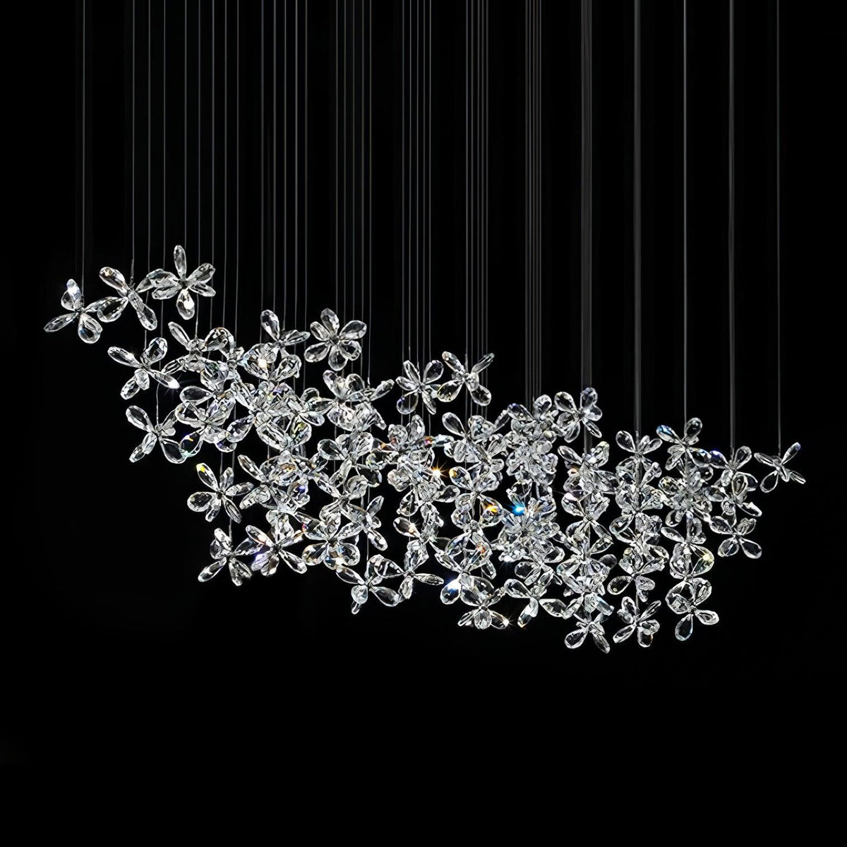 Dune candelabru din cristal, cu fluturi, floral, în grup