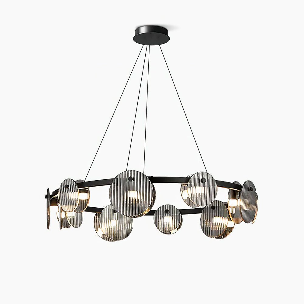 Eovin candelabru din sticlă fumuriu și metal negru