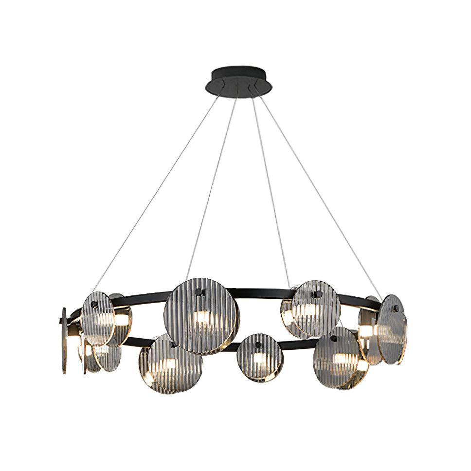 Eovin candelabru din sticlă fumuriu și metal negru