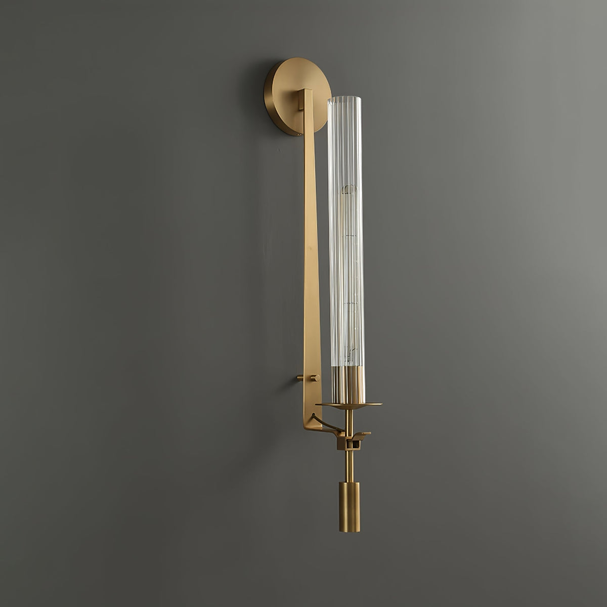 Veloora aplică de perete din alamă și sticlă, minimalistă, striată