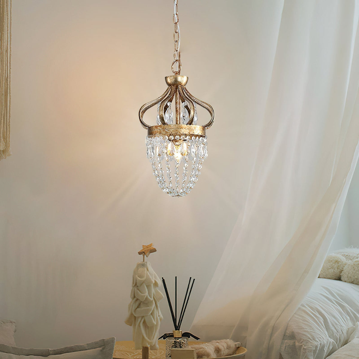Abella candelabru cu Abajur din cristal în Formă de Lacrimă