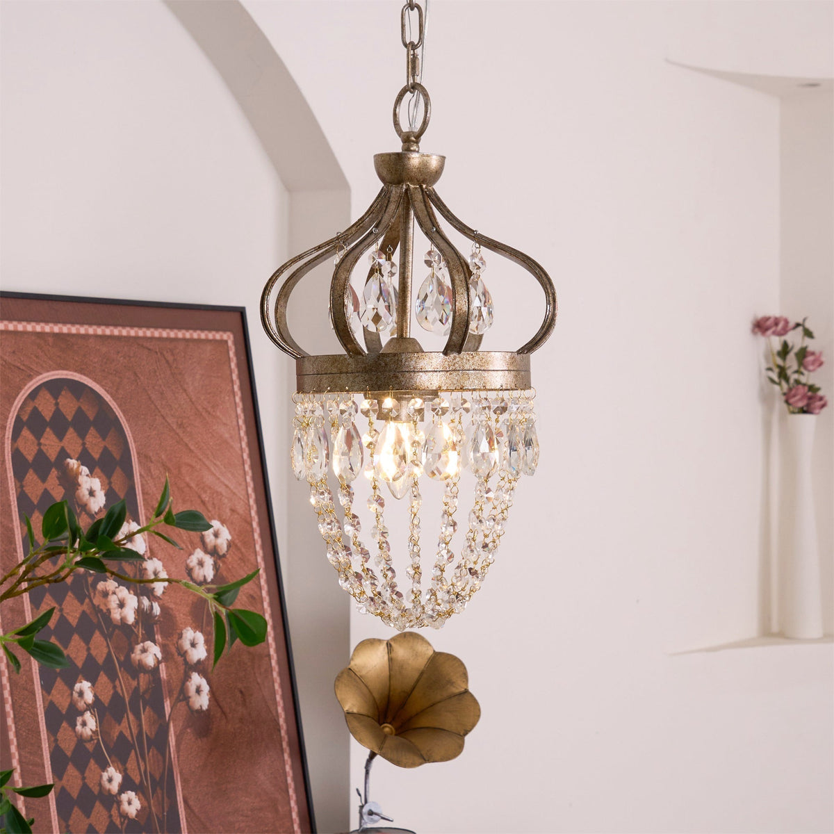 Abella candelabru cu Abajur din cristal în Formă de Lacrimă