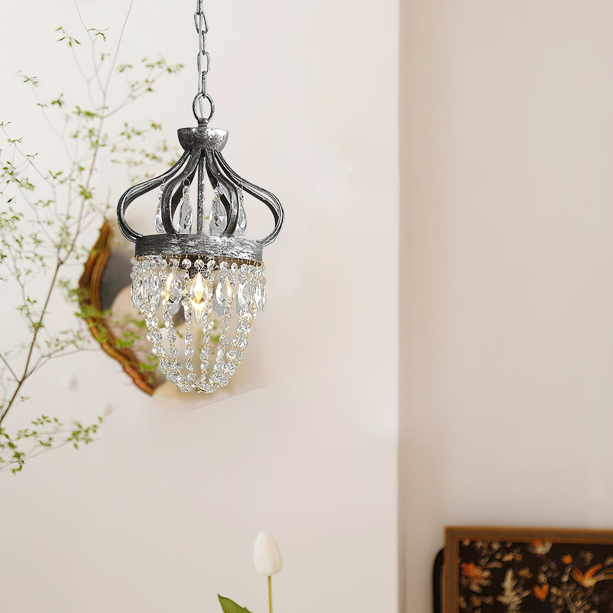 Abella candelabru cu Abajur din cristal în Formă de Lacrimă