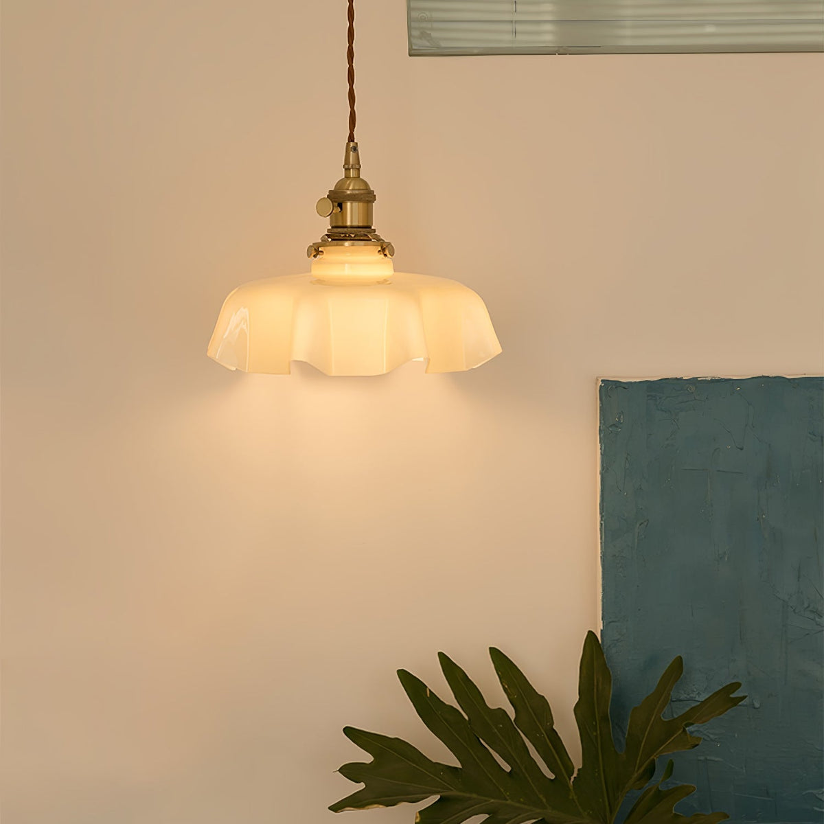 Civen lampă suspendată, rustică, cu margine ondulată