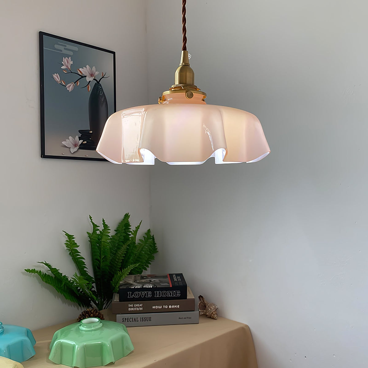 Civen lampă suspendată, rustică, cu margine ondulată