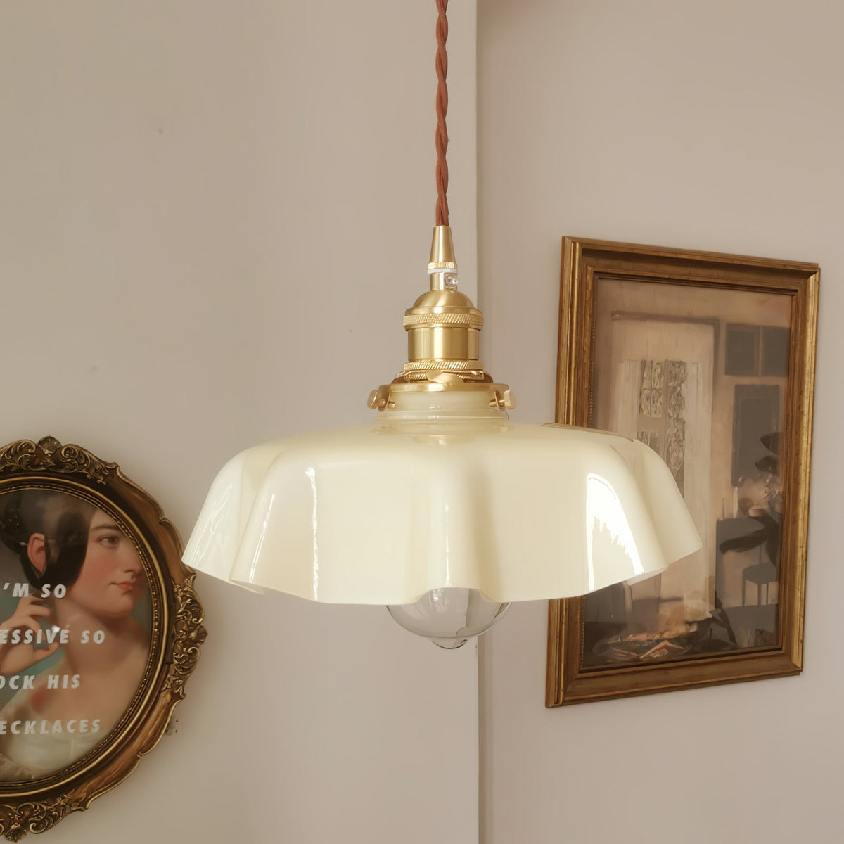 Civen lampă suspendată, rustică, cu margine ondulată