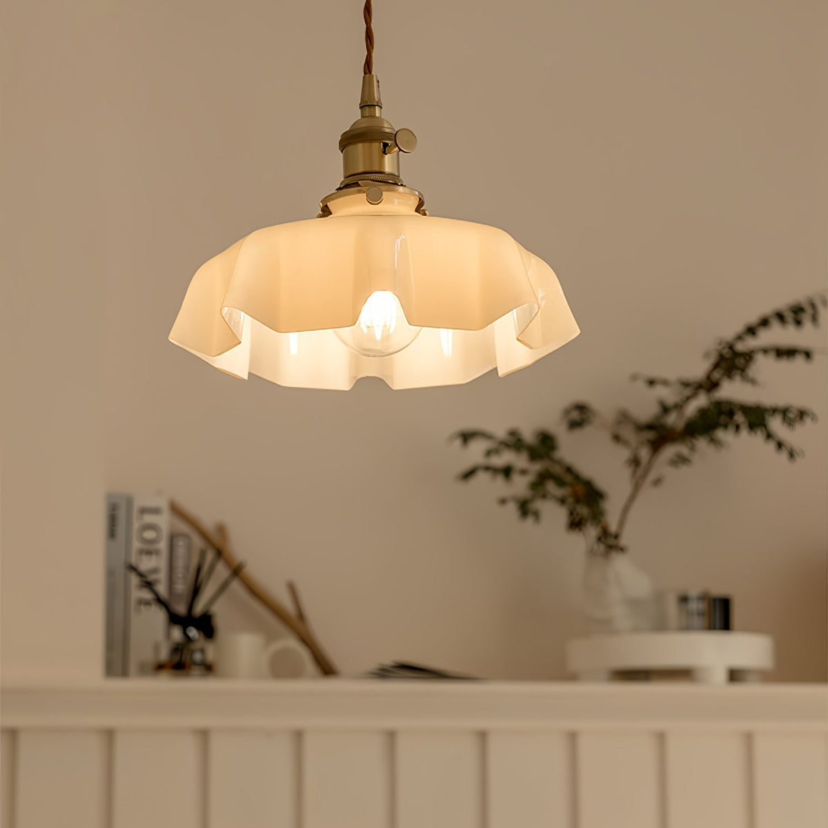 Civen lampă suspendată, rustică, cu margine ondulată