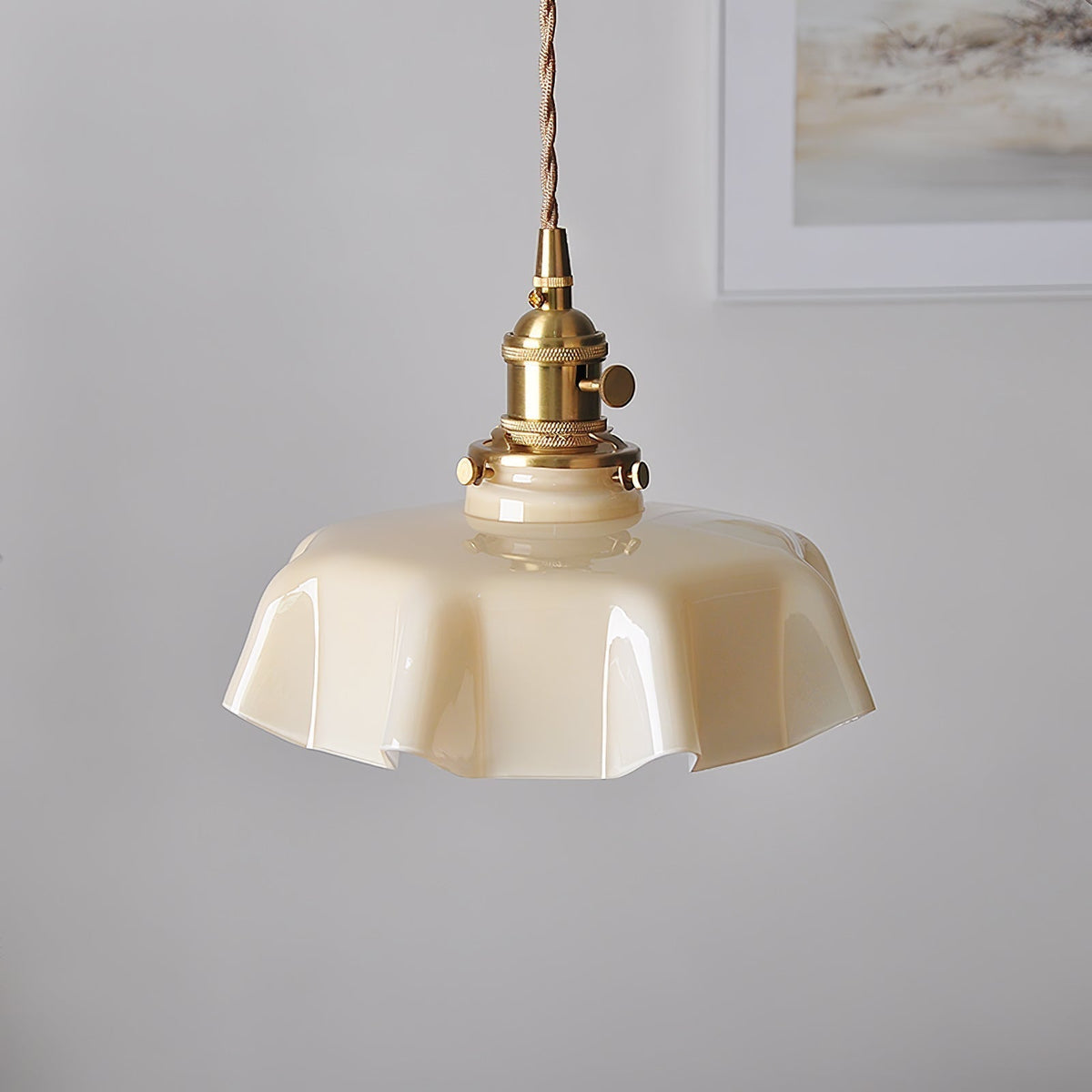 Civen lampă suspendată, rustică, cu margine ondulată