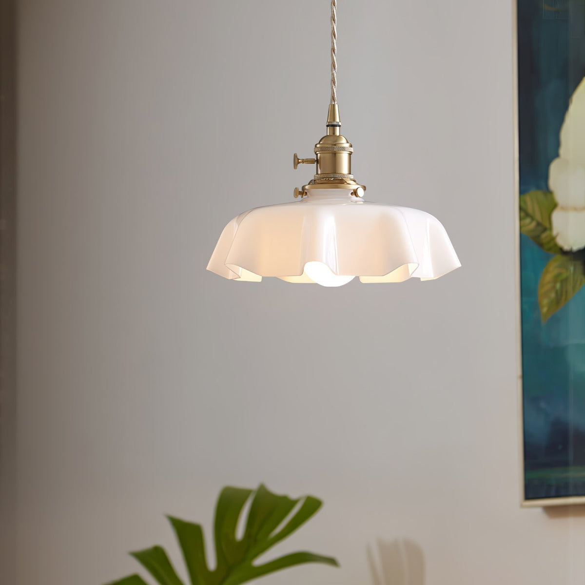 Civen lampă suspendată, rustică, cu margine ondulată