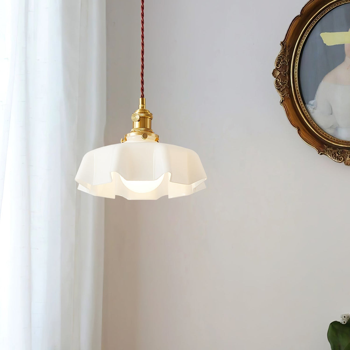 Civen lampă suspendată, rustică, cu margine ondulată