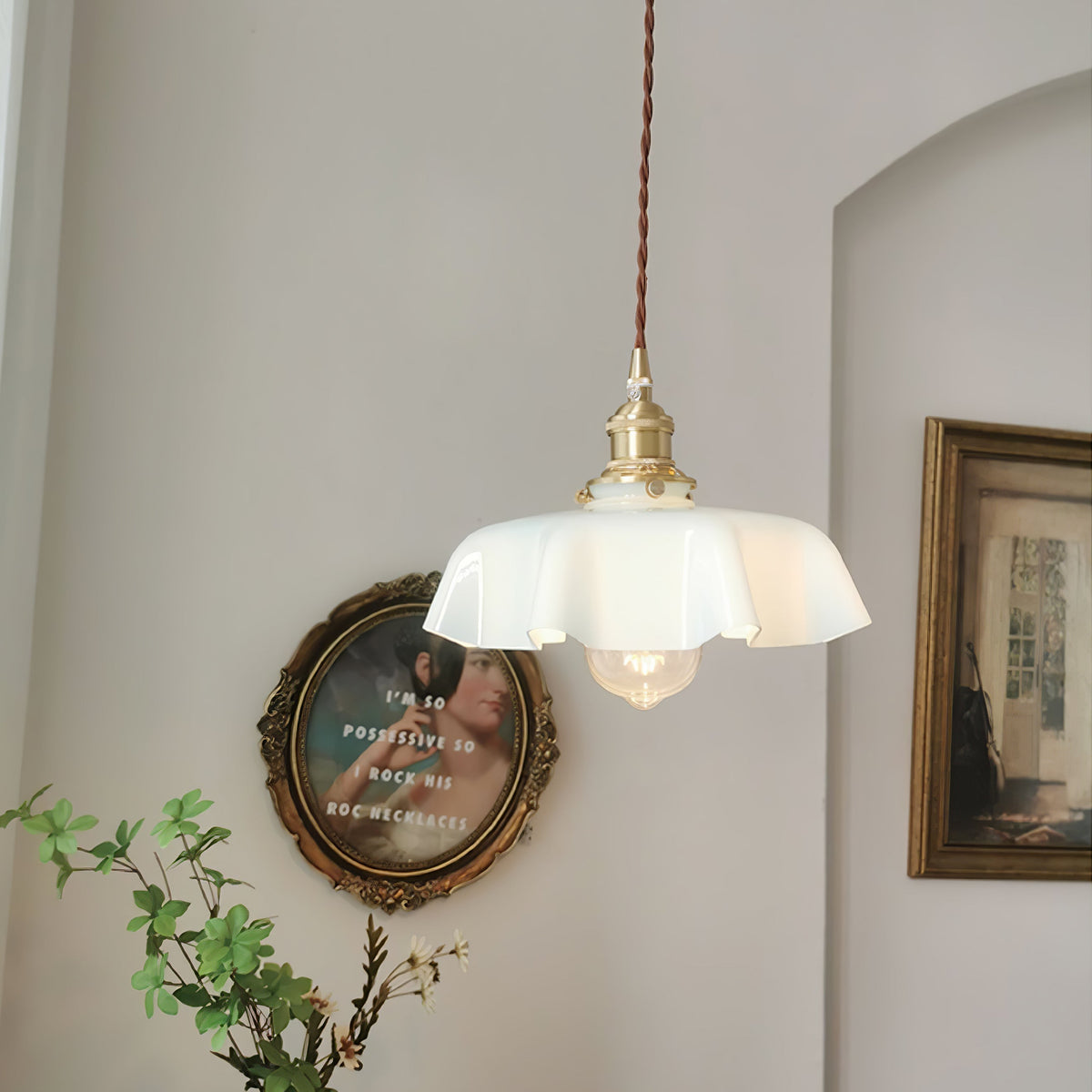 Civen lampă suspendată, rustică, cu margine ondulată