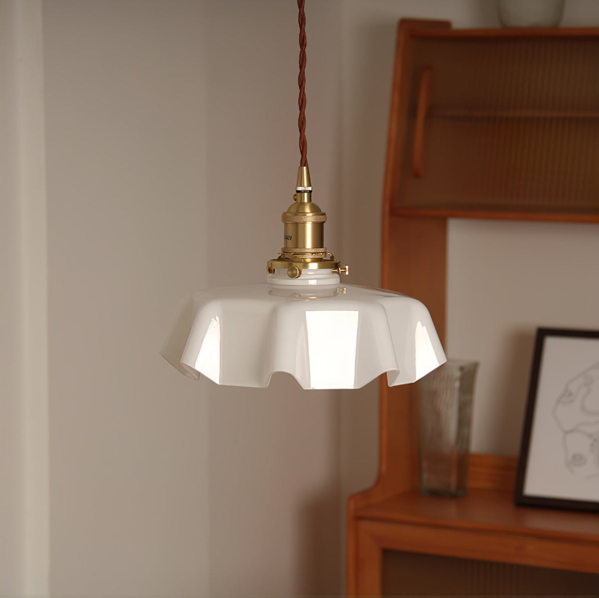 Civen lampă suspendată, rustică, cu margine ondulată